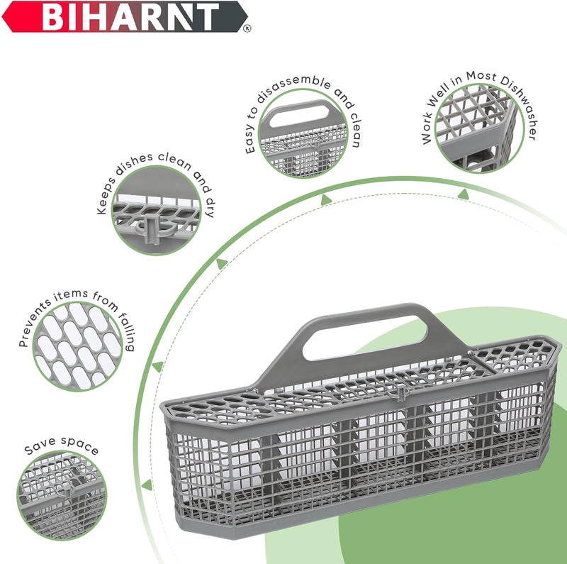 BIHARNT WD28X10128 Universal Dishwasher Utensil Silverware Cutlery Basket Compatible with GE Whirlpool Kenmore Maytag Frigidaire KitchenAid Samsung LG Dishwasher,Part No.WD28X10127, WD28X10131 - Image 2